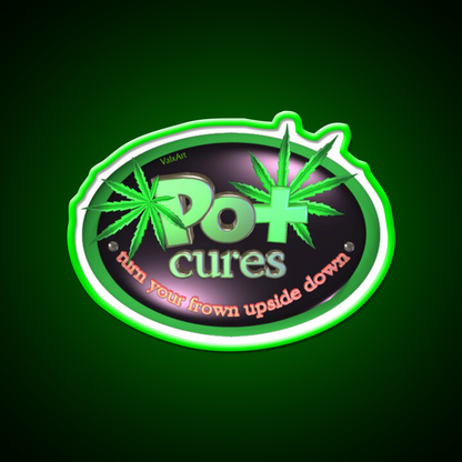 Pot Cures Turn Your Frown Upside Down Green Leaf Led Neon Sign Rgb Color - LED neon sign view 8