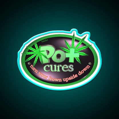 Pot Cures Turn Your Frown Upside Down Green Leaf Led Neon Sign Rgb Color - Shineneon