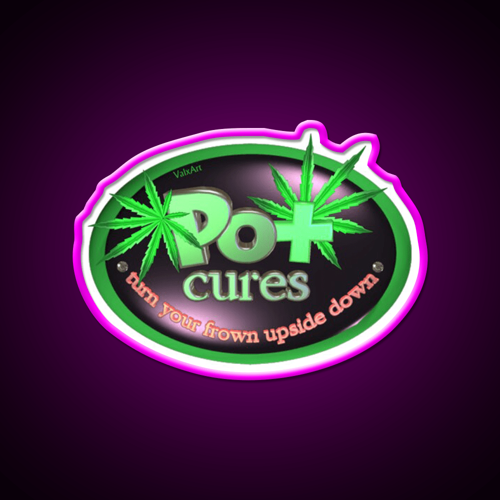 Pot Cures Turn Your Frown Upside Down Green Leaf Led Neon Sign Rgb Color - Shineneon