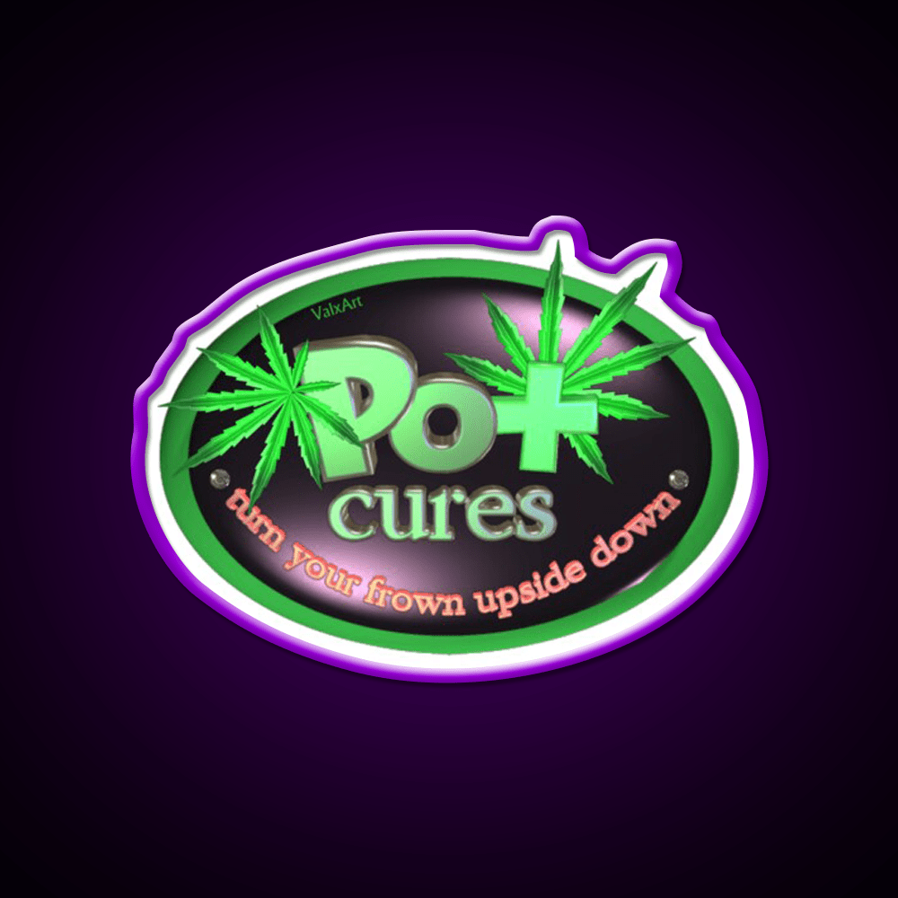 Pot Cures Turn Your Frown Upside Down Green Leaf Led Neon Sign Rgb Color - Shineneon