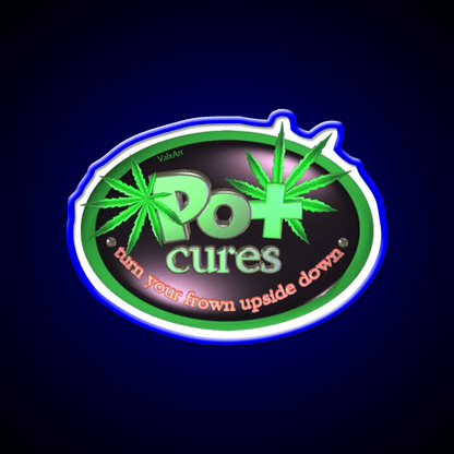 Pot Cures Turn Your Frown Upside Down Green Leaf Led Neon Sign Rgb Color - Shineneon