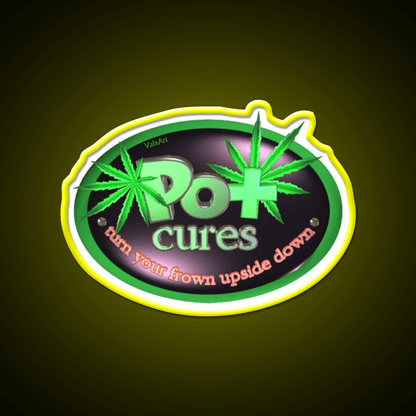 Pot Cures Turn Your Frown Upside Down Green Leaf Led Neon Sign Rgb Color - Shineneon