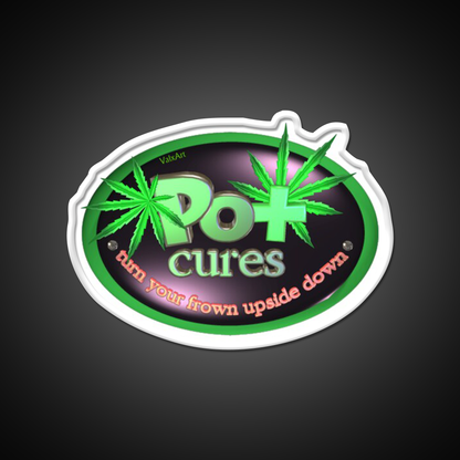 Pot Cures Turn Your Frown Upside Down Green Leaf Led Neon Sign Rgb Color - LED neon sign view 11