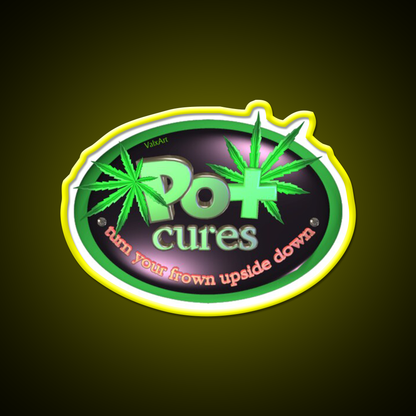 Pot Cures Turn Your Frown Upside Down Green Leaf Led Neon Sign Rgb Color - LED neon sign view 7