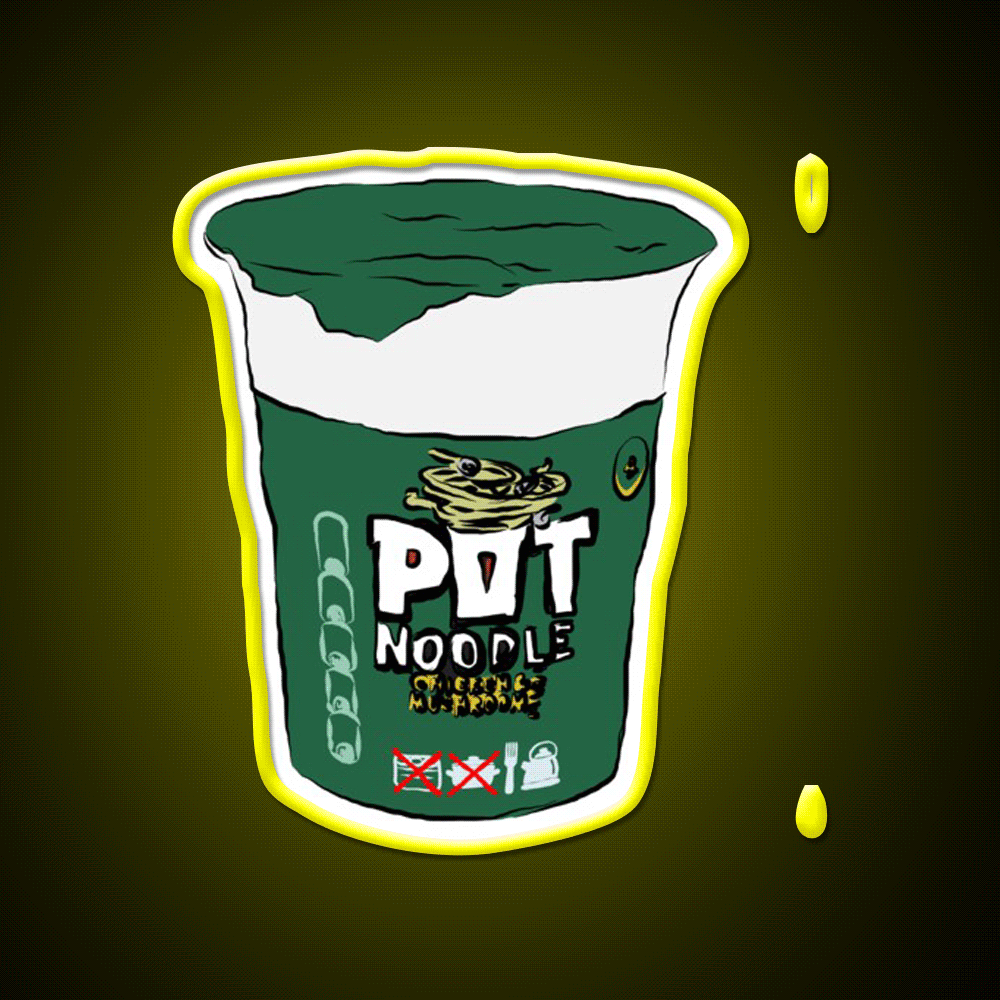 Pot Noodle Chicken And Mushroom Snack Food Led Neon Sign Rgb Color - Custom LED neon sign front view