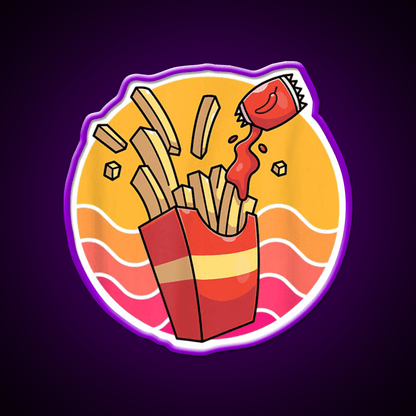 Potato And Fries For Fast Foods Fast Food Led Neon Sign For Burger Place Rgb Color - Shineneon