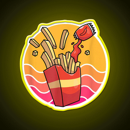 Potato And Fries For Fast Foods Fast Food Led Neon Sign For Burger Place Rgb Color - Custom LED neon sign front view