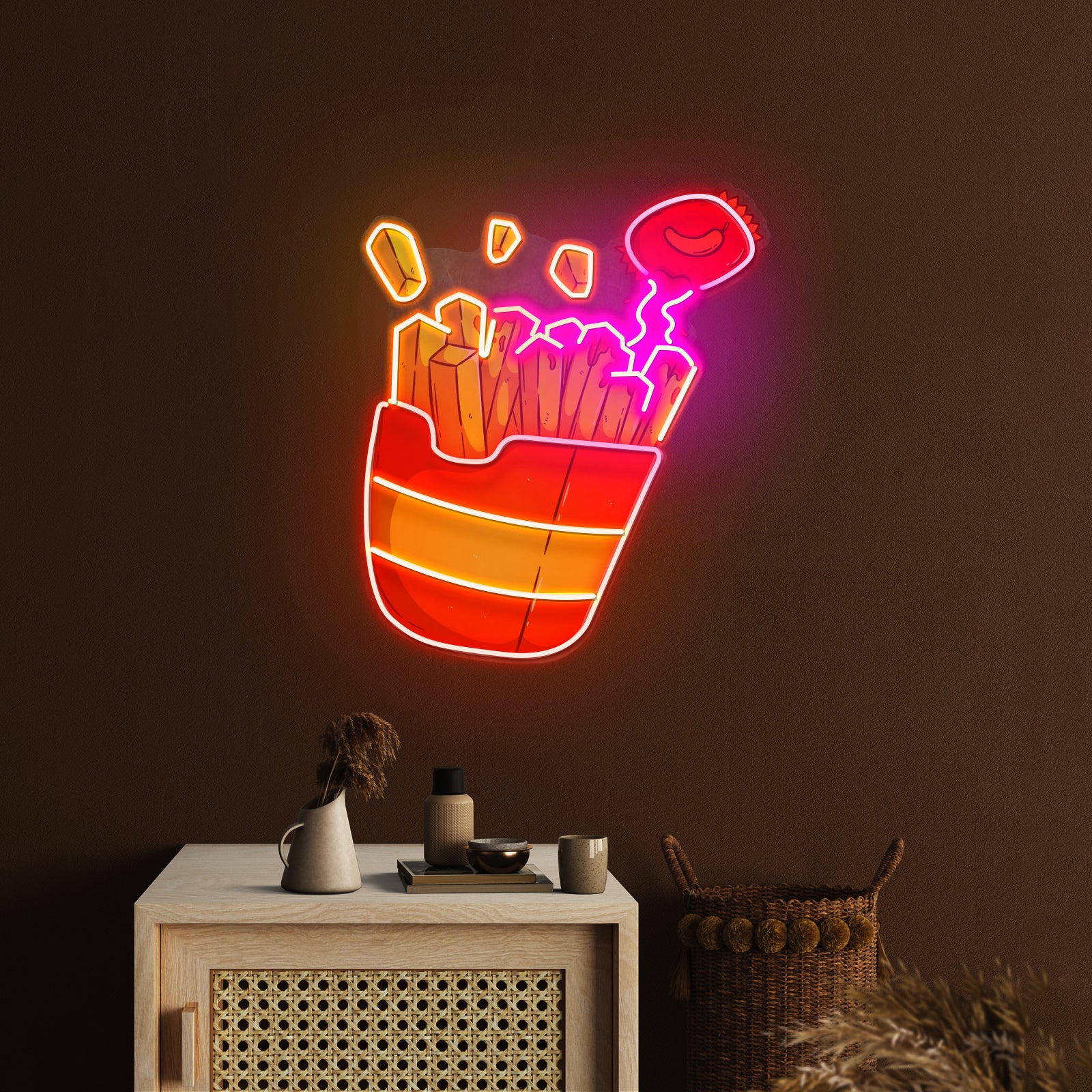 Potato Chips Glowing Led Neon Sign Light Custom Led Signs