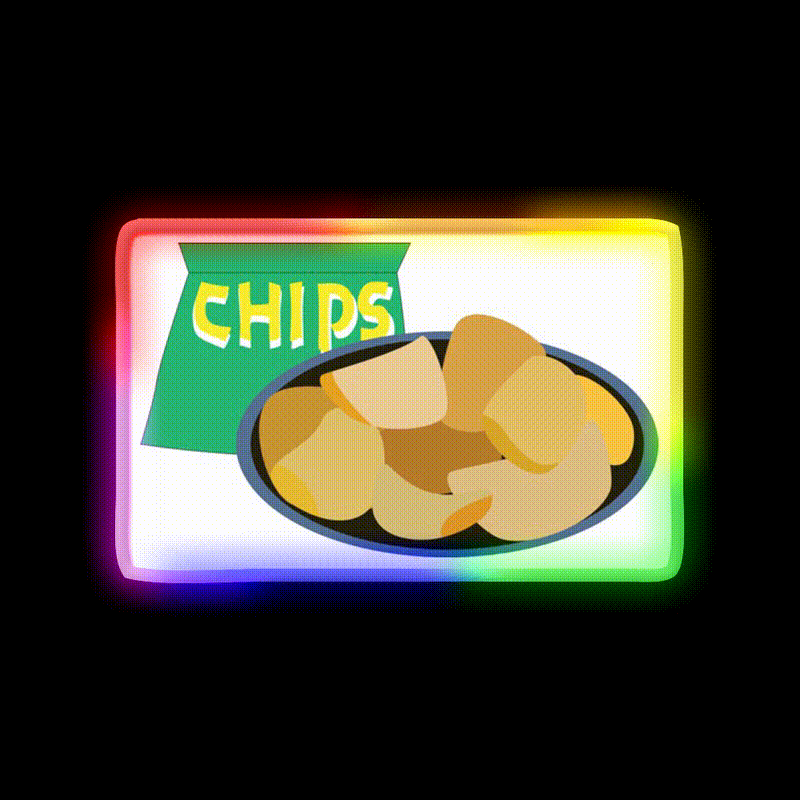 Potato Chips Snack Food Led Neon Sign For Snack Room Rgb Color - LED neon sign close-up detail