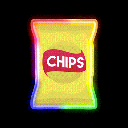 Potato Chips Snack Food Led Neon Sign Rgb Color - LED neon sign close-up detail