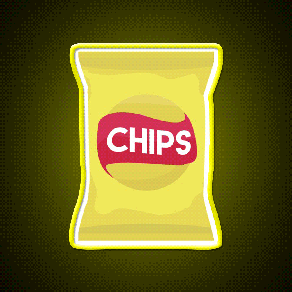 Potato Chips Snack Food Led Neon Sign Rgb Color - Custom LED neon sign front view