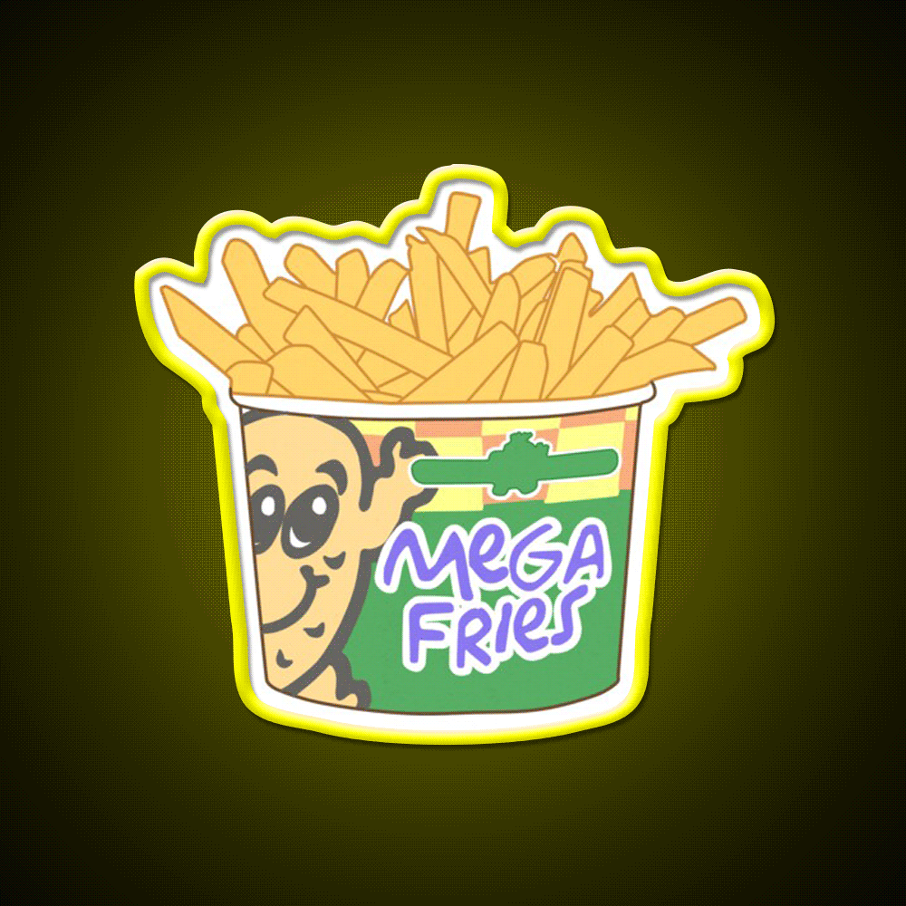 Potato Corner Mega Fries Snack Food Led Neon Sign Rgb Color - Custom LED neon sign front view