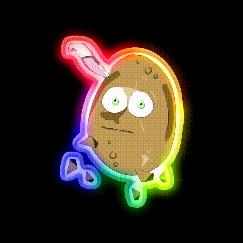 Potato Fast Food Led Neon Sign For Burger Place Rgb Color - LED neon sign close-up detail