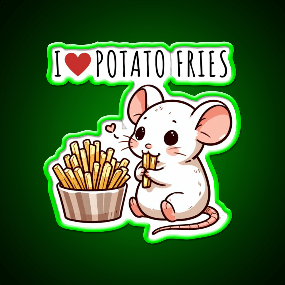 Potato Fries Lover Rat Fast Food Led Neon Sign For Burger Place Rgb Color - Shineneon