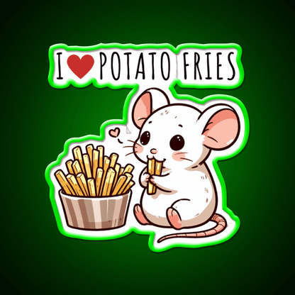 Potato Fries Lover Rat Fast Food Led Neon Sign For Burger Place Rgb Color - Shineneon