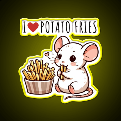 Potato Fries Lover Rat Fast Food Led Neon Sign For Burger Place Rgb Color - Shineneon