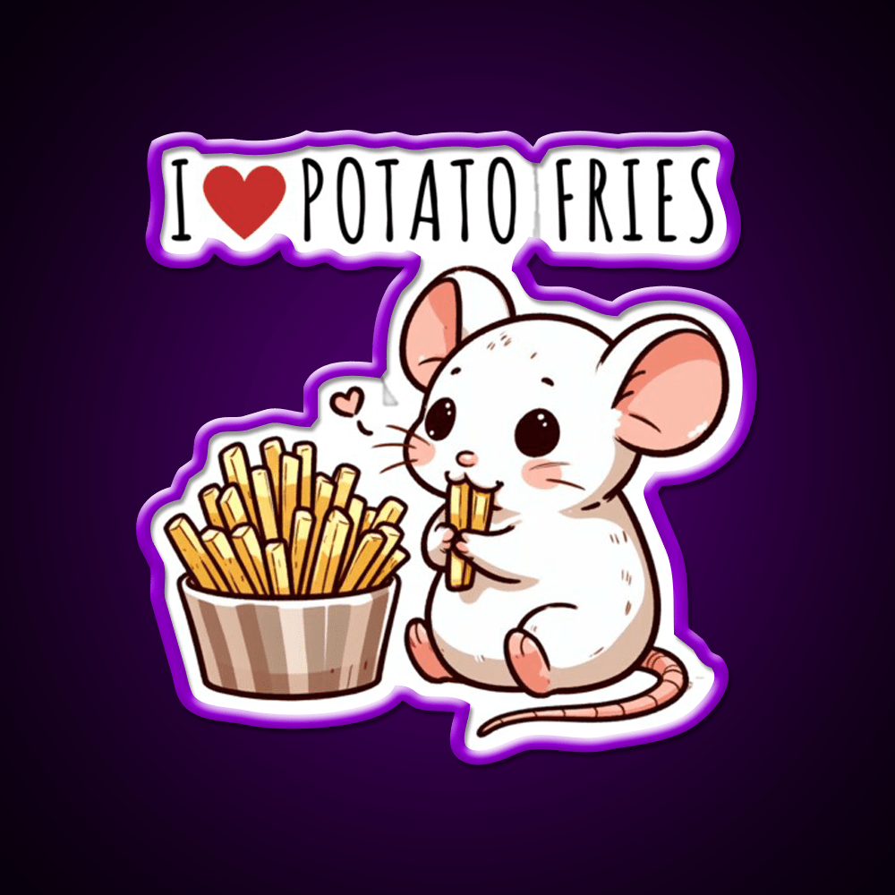 Potato Fries Lover Rat Fast Food Led Neon Sign For Burger Place Rgb Color - Shineneon