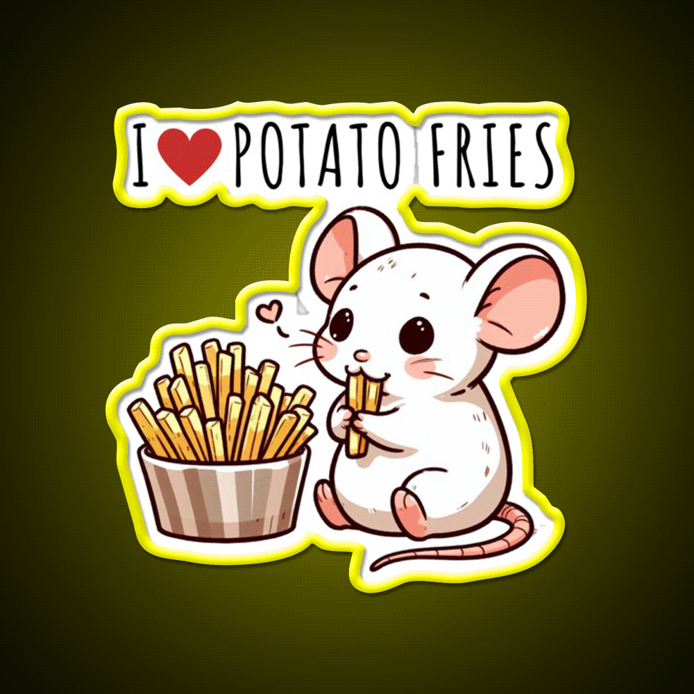 Potato Fries Lover Rat Fast Food Led Neon Sign For Burger Place Rgb Color