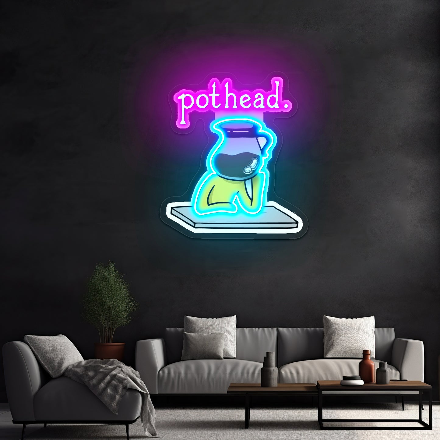 Pothead Coffee Clear Artwork Neon Signs For A Bar