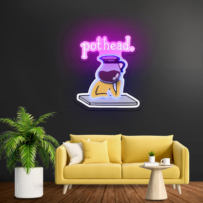 Pothead Coffee Clear Artwork Neon Signs For A Bar