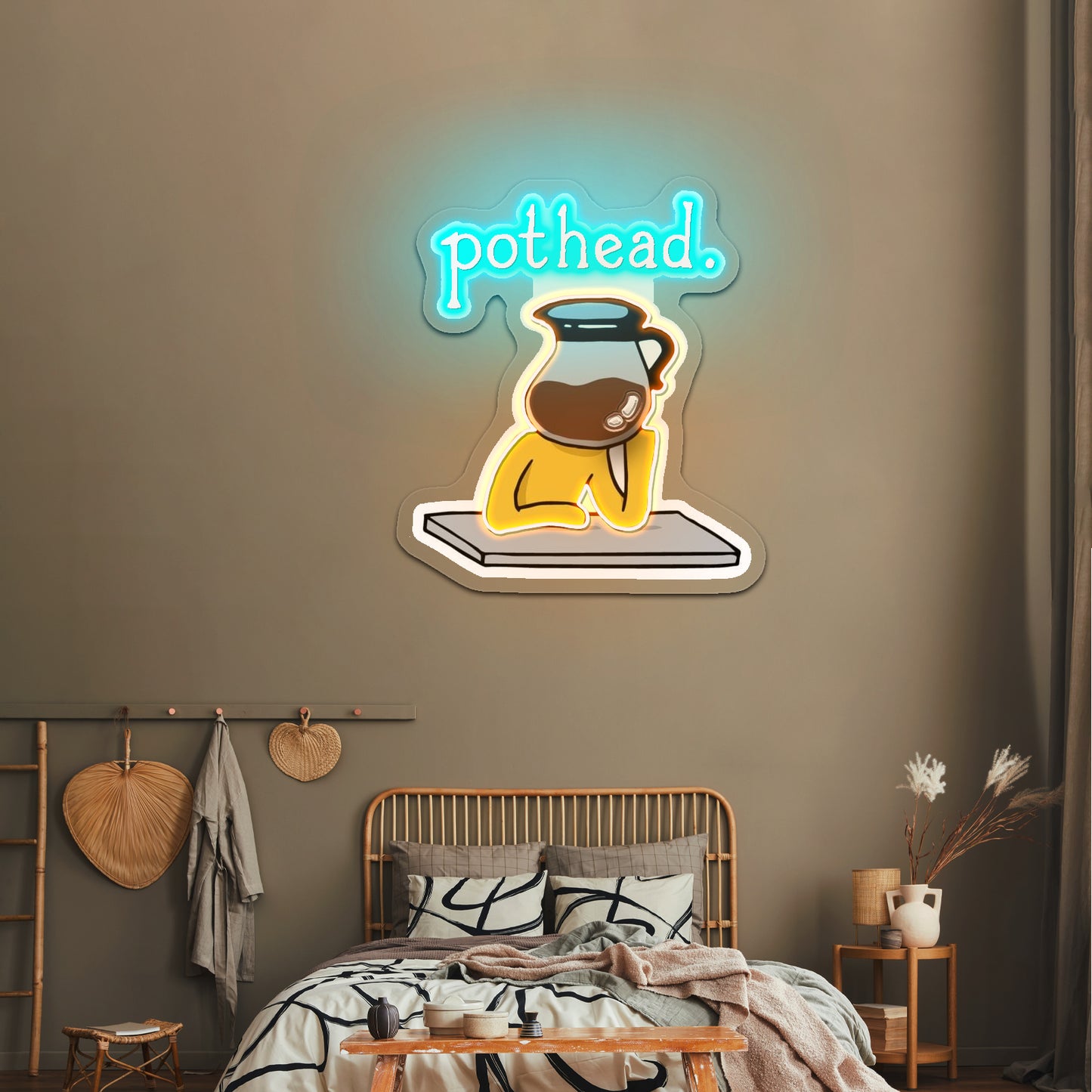 Pothead Coffee Clear Artwork Neon Signs For A Bar