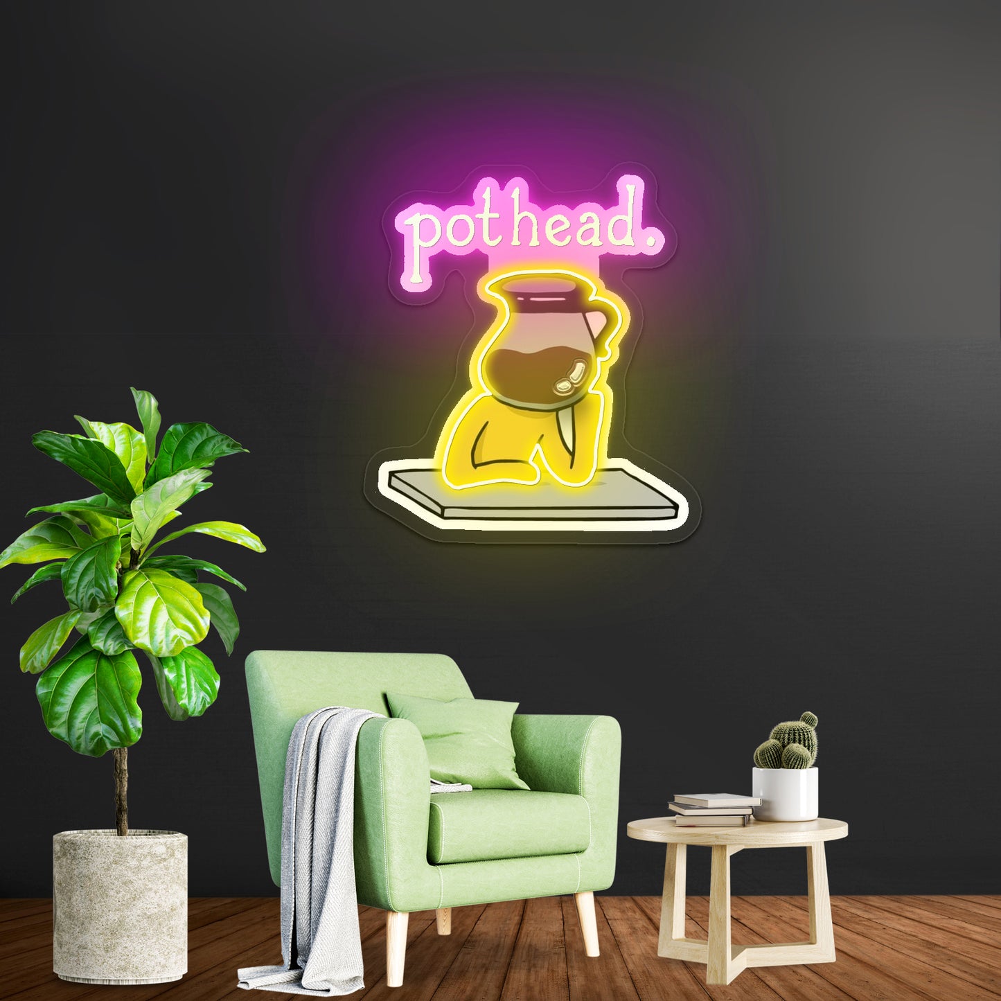 Pothead Coffee Clear Artwork Neon Signs For A Bar