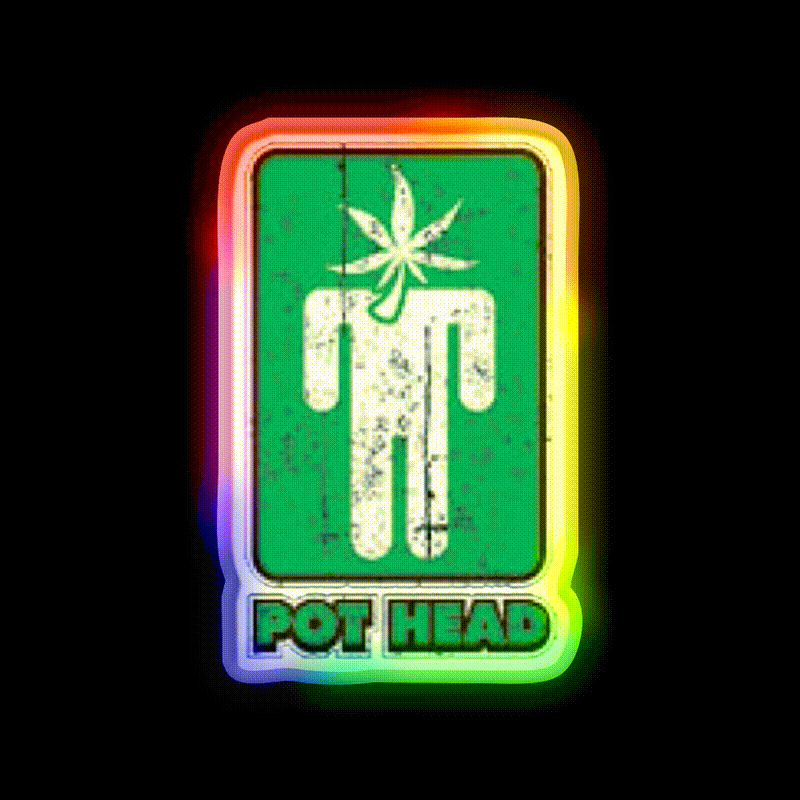 Pothead Hemp Inspired Green Leaf Led Neon Sign Rgb Color - LED neon sign close-up detail