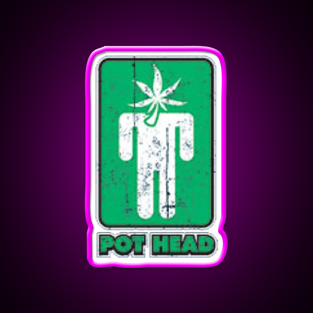 Pothead Hemp Inspired Green Leaf Led Neon Sign Rgb Color - Neon sign mounted on wall in room