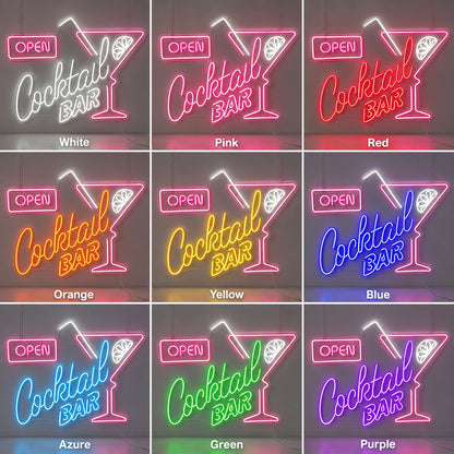 Potted Cocktail Bar Neon Sign LED Neon Sign color grid