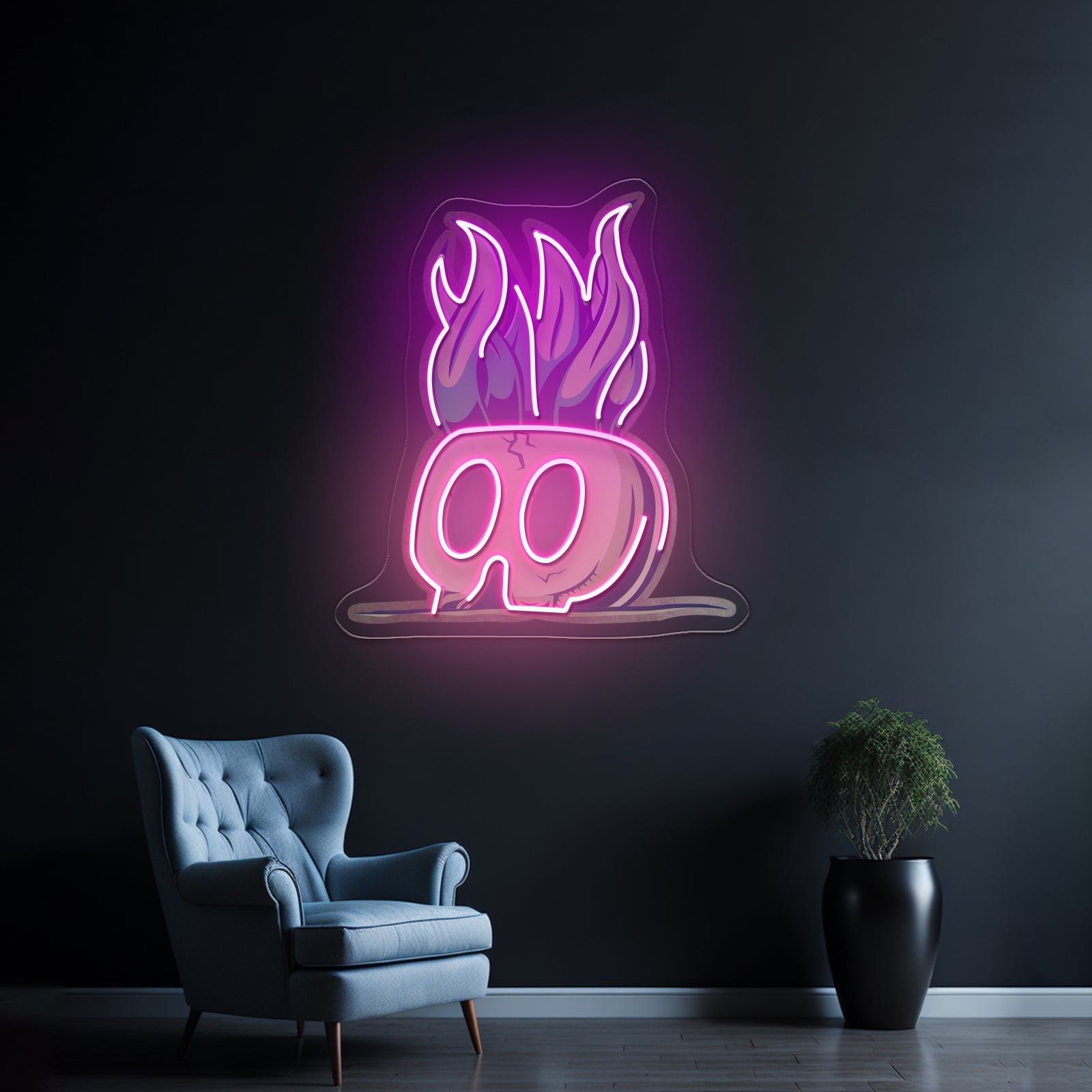 Potted Plant Skull Head Cartoon Led Neon Sign Light Custom Led Signs - Shineneon