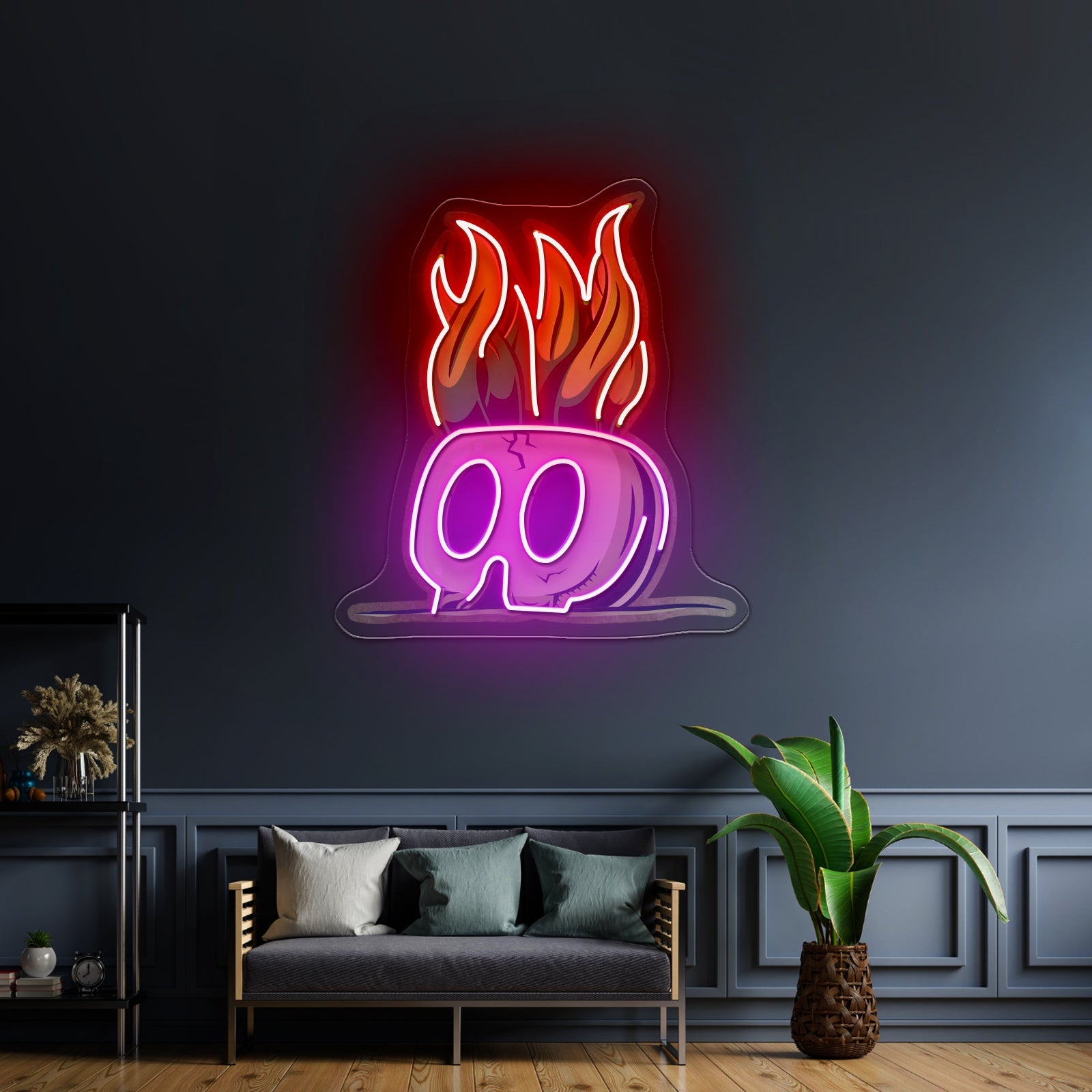 Potted Plant Skull Head Cartoon Led Neon Sign Light Custom Led Signs - Shineneon