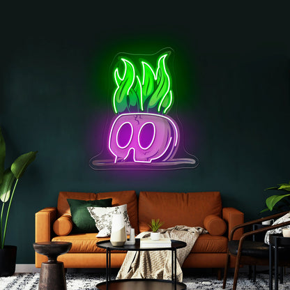 Potted Plant Skull Head Cartoon Led Neon Sign Light Custom Led Signs - Shineneon