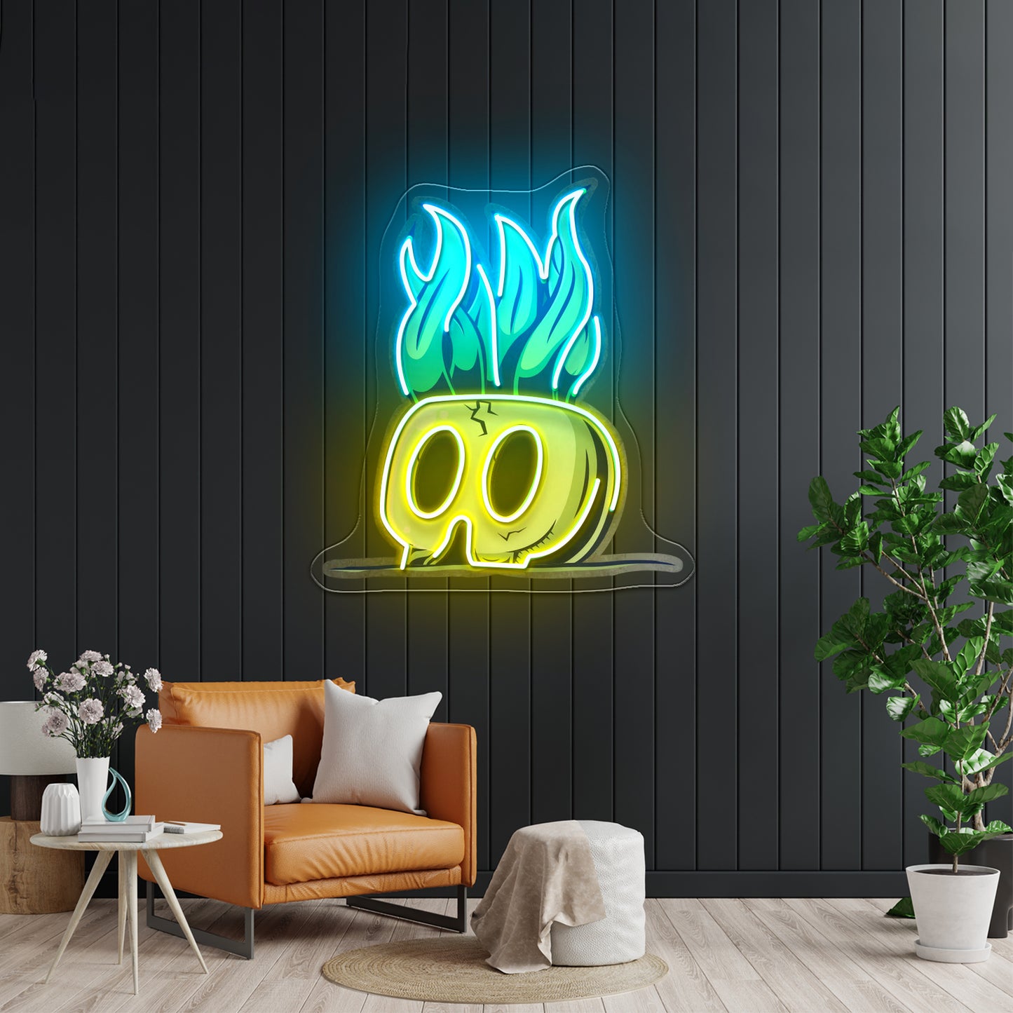 Potted Plant Skull Head Cartoon Led Neon Sign Light Custom Led Signs