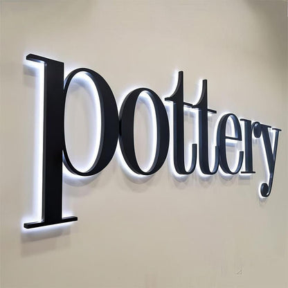 Pottery 3D Backlit Letters Business Metal Led Sign - Shineneon