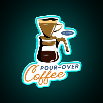Pour Over Support Cafe Led Neon Sign Espresso Bar Art Rgb Color
