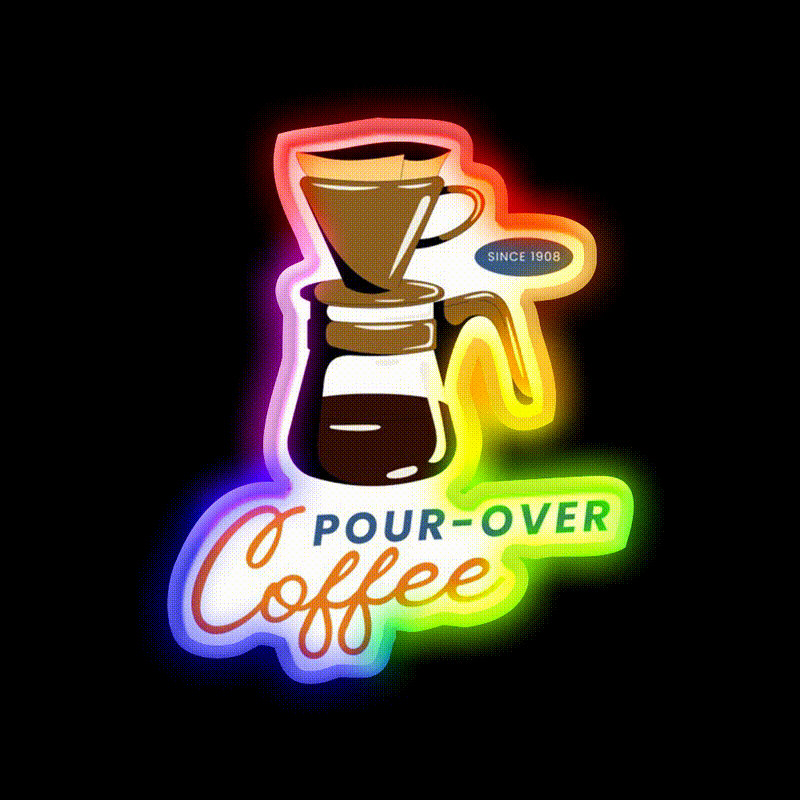 Pour Over Support Cafe Led Neon Sign Espresso Bar Art Rgb Color