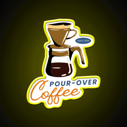 Pour Over Support Cafe Led Neon Sign Espresso Bar Art Rgb Color