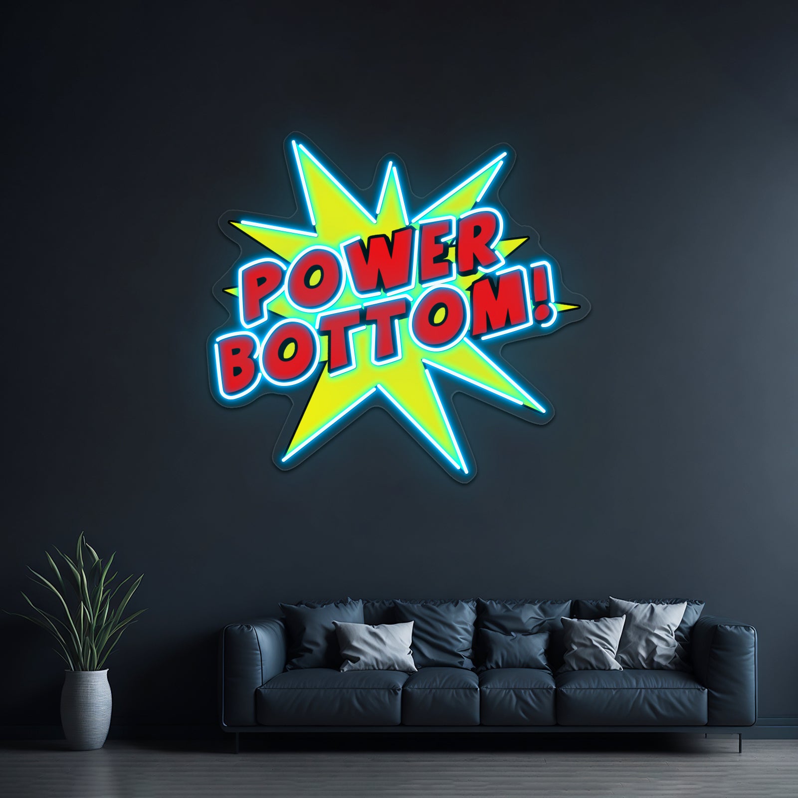 Power Bottom Artwork Led Signs For Bedroom | Shineneon