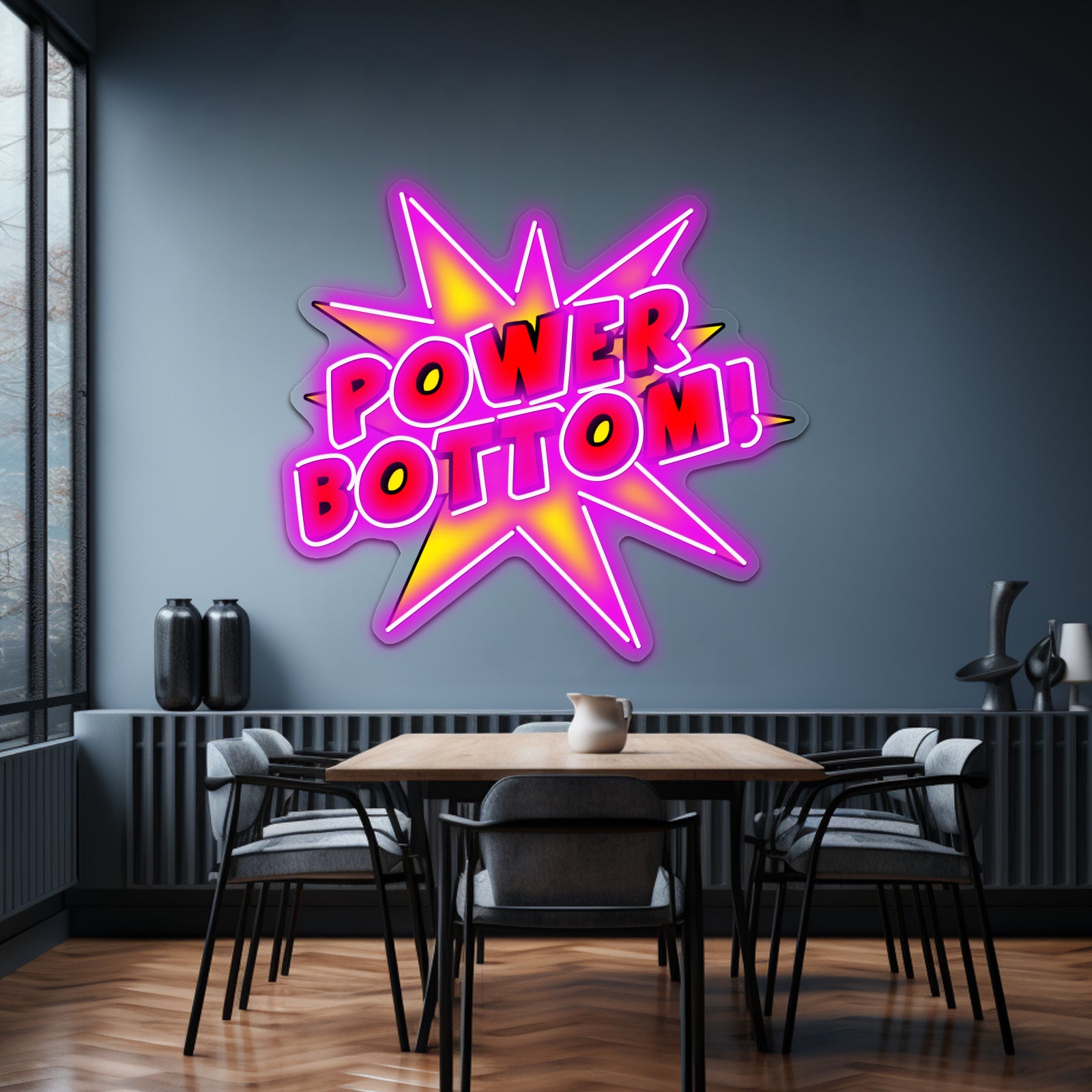 Power Bottom Artwork Led Signs For Bedroom | Shineneon