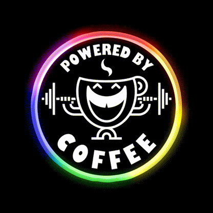 Powered By Coffee Black White By Cappobeano Gym Fitness Led Neon Sign Rgb Color