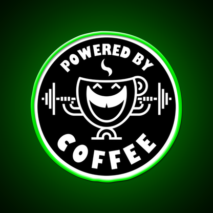 Powered By Coffee Black White By Cappobeano Gym Fitness Led Neon Sign Rgb Color