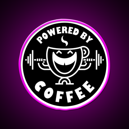 Powered By Coffee Black White By Cappobeano Gym Fitness Led Neon Sign Rgb Color