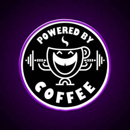 Powered By Coffee Black White By Cappobeano Gym Fitness Led Neon Sign Rgb Color