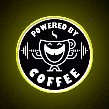 Powered By Coffee Black White By Cappobeano Gym Fitness Led Neon Sign Rgb Color