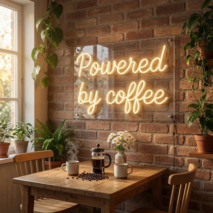 Powered By Coffee LED Neon Sign Home Art - 03 Real Lifestyle Scene