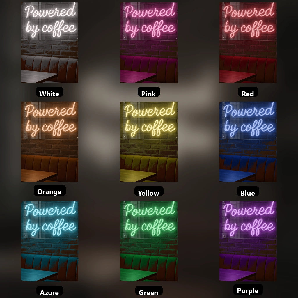 Powered By Coffee LED Neon Sign Home Art - 05 Color Grid