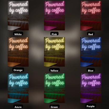 Powered By Coffee LED Neon Sign Home Art - 05 Color Grid
