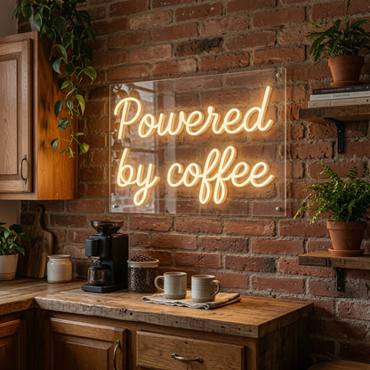 Powered By Coffee LED Neon Sign Wall Decor - 03 Real Lifestyle Scene
