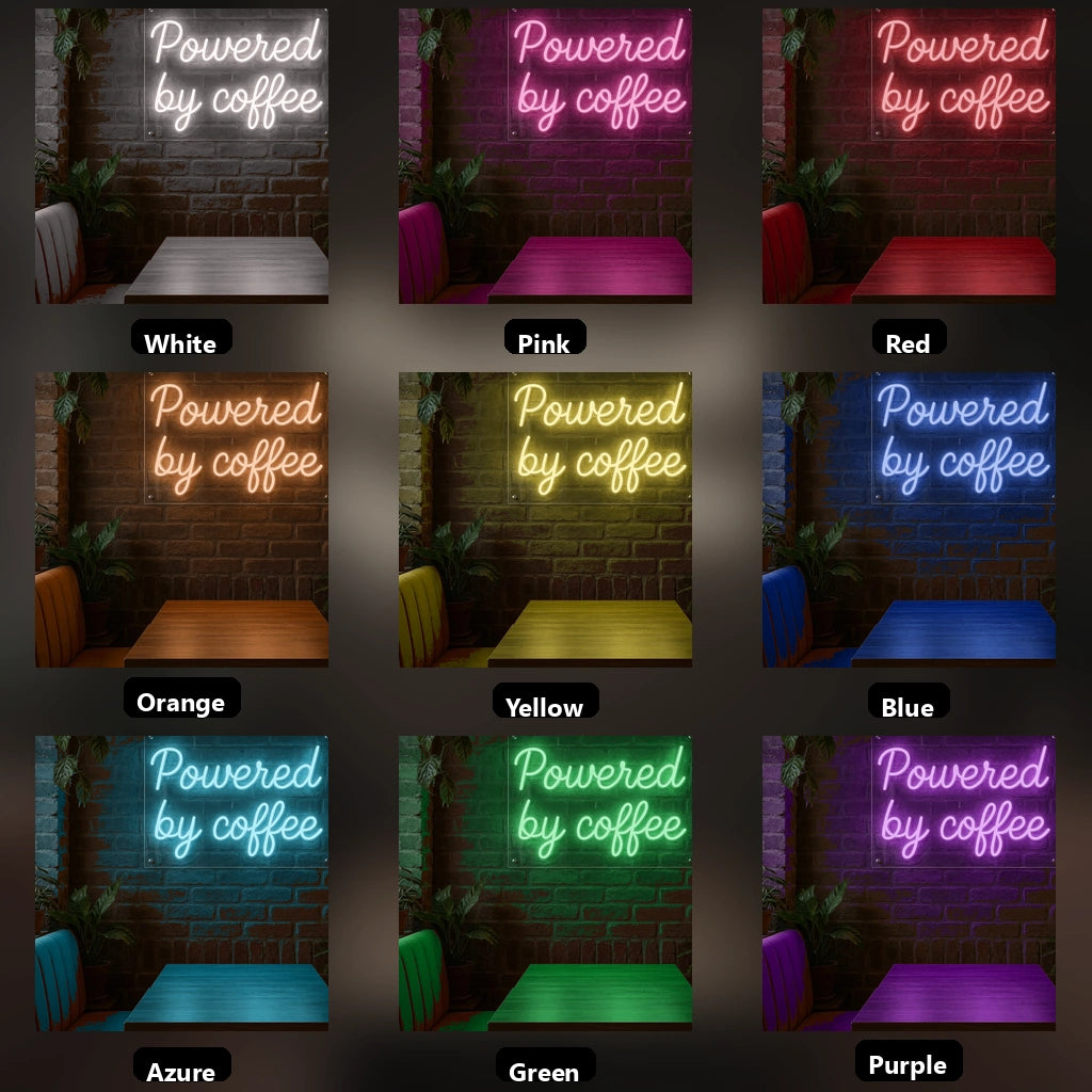 Powered By Coffee LED Neon Sign Wall Decor - 05 Color Grid