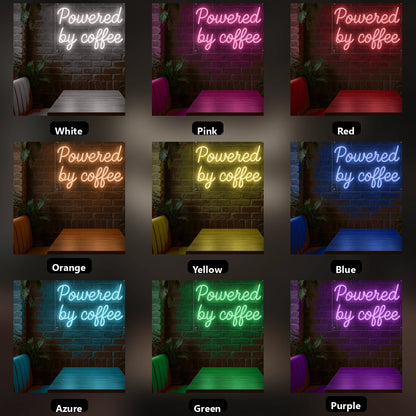 Powered By Coffee LED Neon Sign Wall Decor - 05 Color Grid